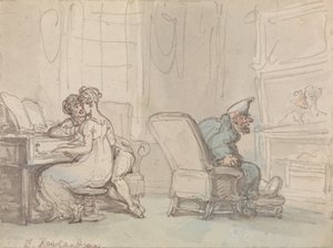 Refleksioner eller musiklektionen af Thomas Rowlandson